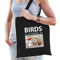 Pestvogel tasje zwart volwassenen en kinderen - birds of the world kado boodschappen tas - thumbnail