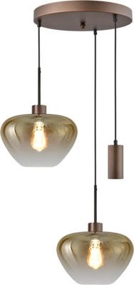 Masterlight 3-lichts hanglampGenua bruin met 2x goud glas Ø 29cm en 1 pendel - 2972-15-15-35-3MC129