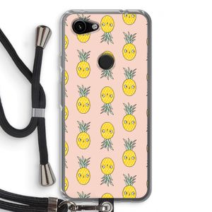 Ananas: Pixel 3a Transparant Hoesje met koord