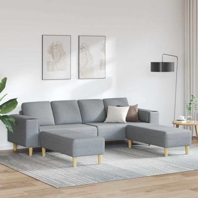 Bankstel 3 pcs Lichtgrijs Stof