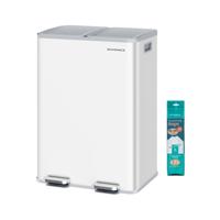 Keukenprullenbak met twee compartimenten en soft-close deksel, Matwit