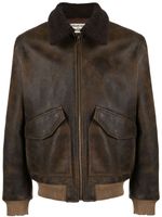 Zadig&Voltaire Mate shearling-collar leather jacket - Marron