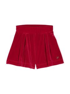 Monnalisa short en velours à plaque logo - Rouge