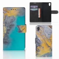 Sony Xperia XA1 | Bookcase | Marble Blue Gold