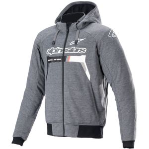 ALPINESTARS Chrome Ignition Hoodie, Motorhoodie heren, Melange-Donker Grijs-Wit