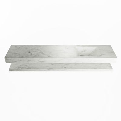 MONDIAZ ALAN-DLUX 200cm planchet Opalo. Vrijhangende wastafel CLOUD rechts 1 kraangat, kleur Opalo.