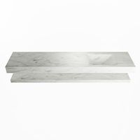 MONDIAZ ALAN-DLUX 200cm planchet Opalo. Vrijhangende wastafel CLOUD rechts 1 kraangat, kleur Opalo.