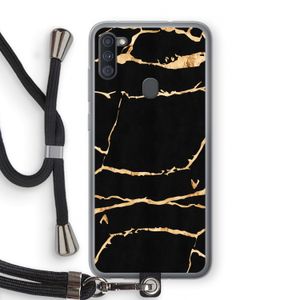 Gouden marmer: Samsung Galaxy A11 Transparant Hoesje met koord
