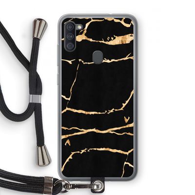 Gouden marmer: Samsung Galaxy A11 Transparant Hoesje met koord