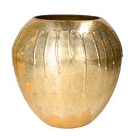 Vaas Oman Drip - goud - glas - druip effect - D26 x H26 cm - bloemenvaas