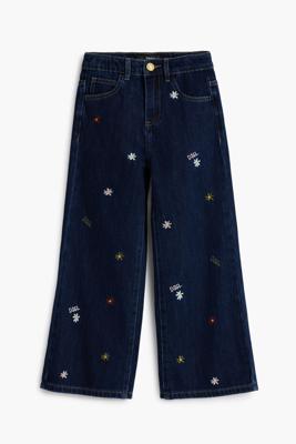 Bestickte cropped Wide jeans - BLACK - 5/6