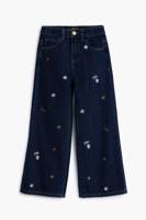 Bestickte cropped Wide jeans - BLACK - 7/8