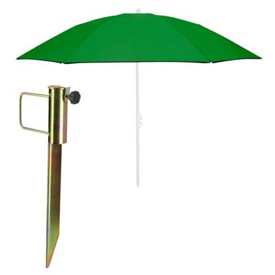 Strand/tuin parasol - met metalen grondharing 45 cm - groen - polyester - D160 cm - verstelbaar