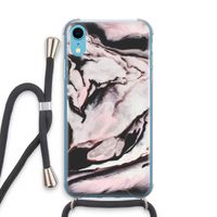 Roze stroom: iPhone XR Transparant Hoesje met koord Roze stroom: iPhone XR Transparant Hoesje met koord