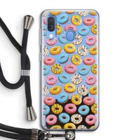 Pink donuts: Samsung Galaxy A40 Transparant Hoesje met koord