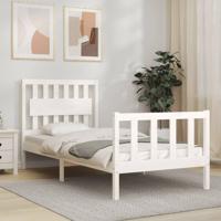 Bedframe zonder matras massief grenenhout wit 90x200 cm