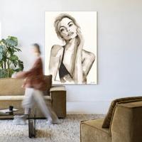 Urban Cotton Wandkleed 'A Woman's Face' 80 x 110cm in Frame - black