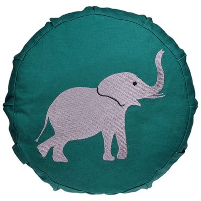 Yogi & Yogini Meditatiekussen Katoen Rond Groen - Olifant - 23 x 8 cm