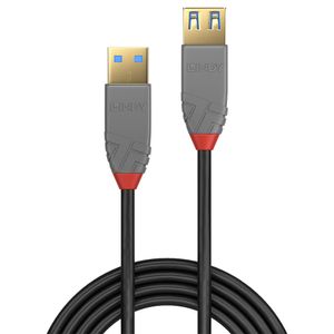 LINDY USB-kabel USB 3.2 Gen1 (USB 3.0 / USB 3.1 Gen1) USB-A stekker, USB-A bus 3.00 m Zwart 36763