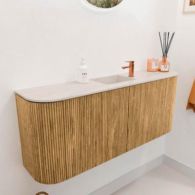 Toiletmeubel Mondiaz Joya Dlux | 103.2 cm | Meubelkleur Oak | Faye wastafel Meli Wasbak Midden | 1 kraangat