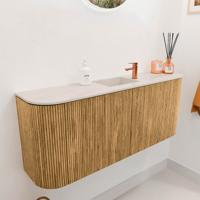 Toiletmeubel Mondiaz Joya Dlux | 103.2 cm | Meubelkleur Oak | Faye wastafel Meli Wasbak Midden | 1 kraangat