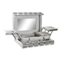 Juwelenkistje Home ESPRIT Zilverkleurig Natuurlijk Hout Aluminium 27,5 x 21 x 7,6 cm