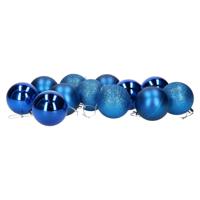 Gerimport Kerstballen - 12ST - blauw - mat/glans/glitter - D6 cm - thumbnail