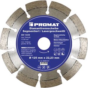 Promat Diamantzaagblad | d. 230 mm gat 22, 23 mm | lasergelast | 12 mm - 4000841424 4000841424