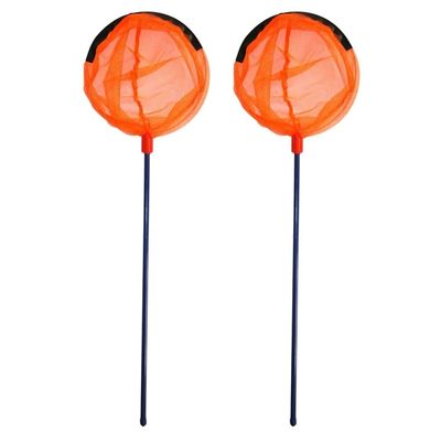 Visnet/schepnet - 2x - kunststof - oranje - 90 x 30 cm