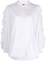 Paule Ka chemise en satin à fronces - Blanc - thumbnail