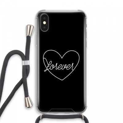 Forever heart black: iPhone XS Max Transparant Hoesje met koord
