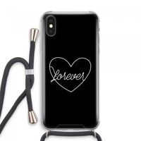 Forever heart black: iPhone XS Max Transparant Hoesje met koord