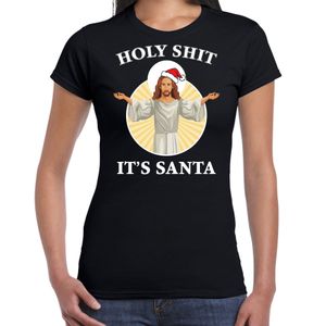 Zwart Kerstshirt / Kerstkleding Holy shit its Santa voor dames 2XL  -