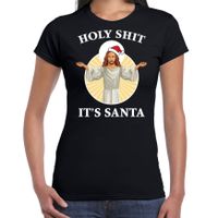 Zwart Kerstshirt / Kerstkleding Holy shit its Santa voor dames 2XL  -