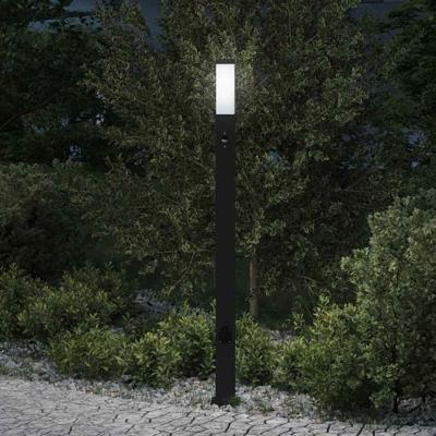 Bolderarmatuur met sensor en stopcontact 110 cm zwart IP44