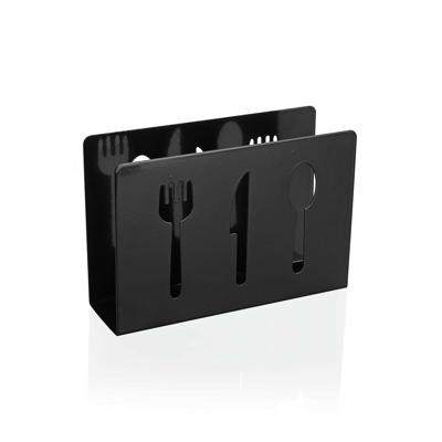 Servethouder Versa Zwart Metaal Keramisch Staal Ijzer 4,5 x 10 x 15 cm Bestekken