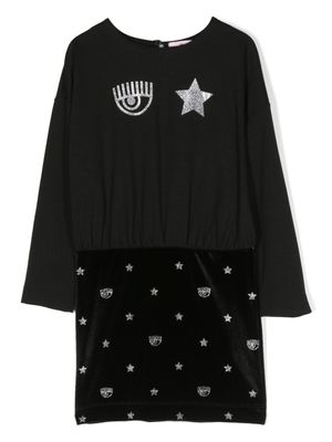 Chiara Ferragni Kids robe à logo imprimé - Bleu