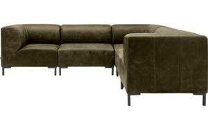 Goossens Excellent Hoekbank Marshall groen, leer, 2 x 1,5-zits, urban industrieel