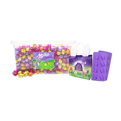 Milka paaseitjes met paasmandje - ca 7,5kg
