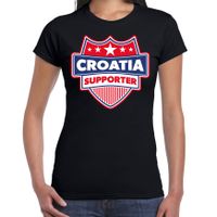 Kroatie / Croatia schild supporter t-shirt zwart voor dames 2XL  - - thumbnail