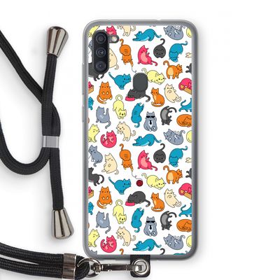 Kleurrijke katten: Samsung Galaxy A11 Transparant Hoesje met koord