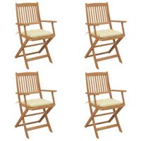 Tuinstoelen 4 st inklapbaar met kussens massief acaciahout