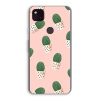 Cactusprint roze: Google Pixel 4a 5G Transparant Hoesje