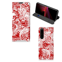 Mobiel BookCase Sony Xperia 1 III Angel Skull Rood - thumbnail