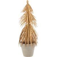 J-Line Dennenboom in pot glitter goudkleurig 22 cm | 12 stuks