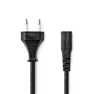 Nedis Stroomkabel | Euro Male | IEC-320-C1 | Recht | Recht | Vernikkeld | 2.00 m | Rond | ABS / PVC | Zwart | Label - CEGL11060BK20