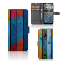 Nokia 2.4 Book Style Case Wood Heart - Cadeau voor je Vriend