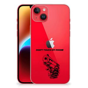 iPhone 14 Plus Silicone-hoesje Gun Don't Touch My Phone