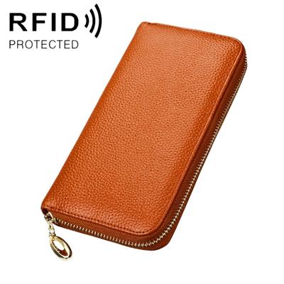 906 Antimagnetic RFID Litchi Texture Women Large Capacity Hand Wallet Purse Phone Bag with Card Slots(Brown)