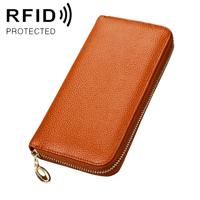 906 Antimagnetic RFID Litchi Texture Women Large Capacity Hand Wallet Purse Phone Bag with Card Slots(Brown)